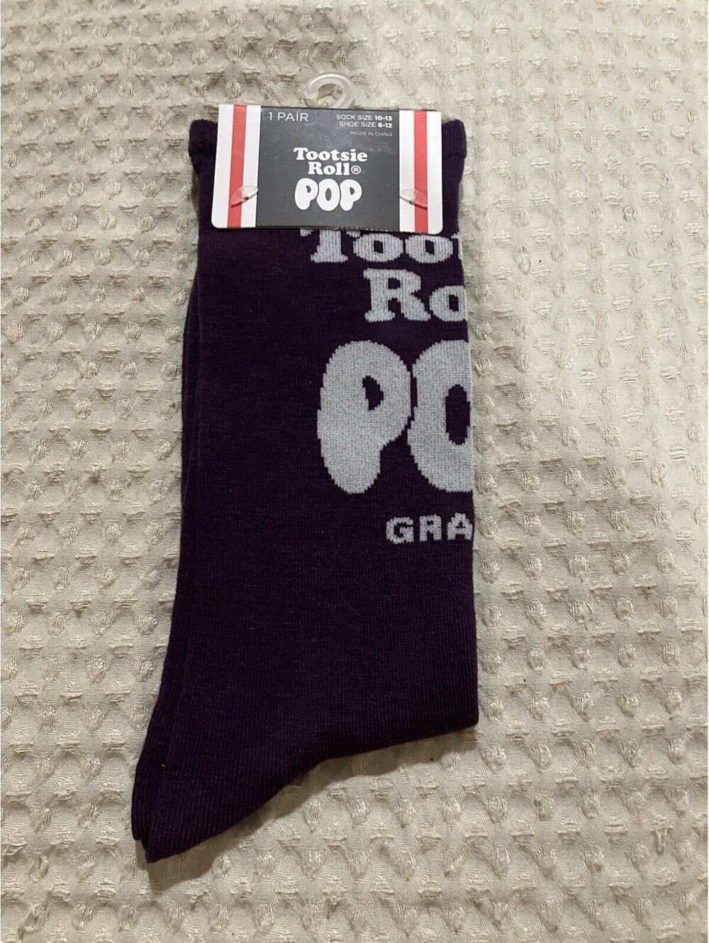 Tootsie Roll POP GRAPE Men's Size 10-13 Pair of Deep Purple Crew Socks NWT